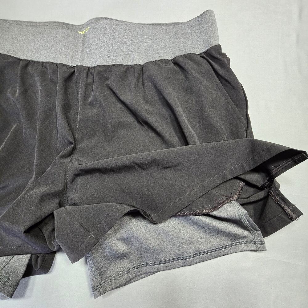 Tek Gear Black Gray Workout Shorts Stretch Sporty Inner/Outer Lined Women Size L - Picture 4 of 9